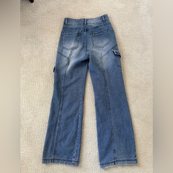 Women's Casual Straight Jeans Cargo Mop Pants Size Small Street Boho Hipster - Picture 3 of 6